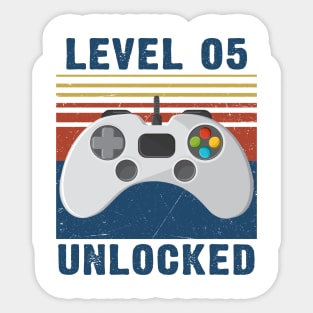 Level 05 unlocked funny gamer 5th birthday Sticker